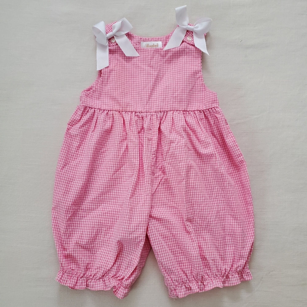 Rosalina Collections Pink Gingham Kids Romper 2t Toddler Girls